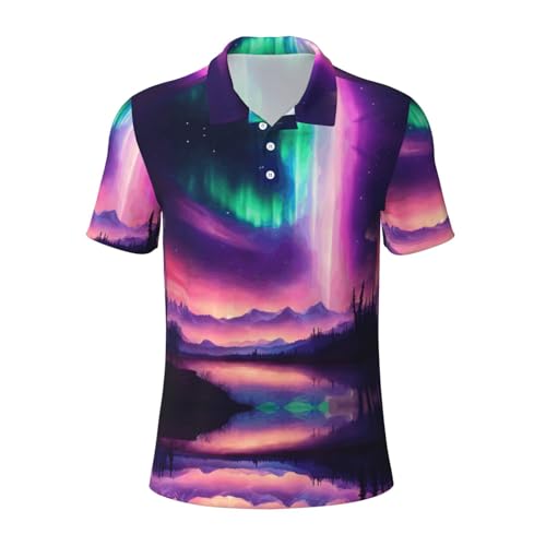 T-shirts respirants imprimé aurores boréales polo de golf léger