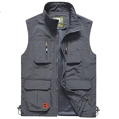 Men's Outdoor Vest Summer Casual Outdoor Work Safari Fishing Travel Photo Cargo Jacket Multi Pocket Fishing