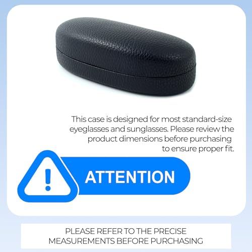 Image of Calabria HC-7 Hard Shell Eye Glasses Case PU Leather Felt Extra Large Sunglass Holder Snap Closure Men Women Neutral Durable