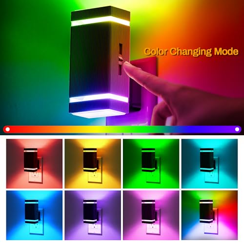 Image of DORESshop Color Changing Night Lights [2 Pack], Night Lights Plug Into Wall, 8 Color LED Night Light, Night Light with Dusk to Dawn Sensor, Nightlight for Bathroom Decor, Children Room, Kids Gift