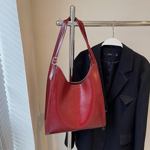 Image of YFGBCX Leather Hobo Bags for Women, Vegan Leather Tote Bag Slouchy Shoulder Bag Bucket Bag Can Stand Upright