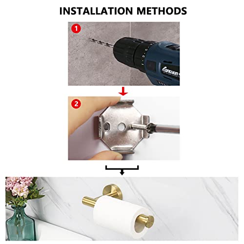 Nearmoon Bathroom Toilet Paper Holder, Premium Sus304 Stainless Steel Rustproof Wall Mounted Toilet Roll Holder For Bathroom, Kitchen, Washroom (1 Pack, Brushed Gold) #TOP7