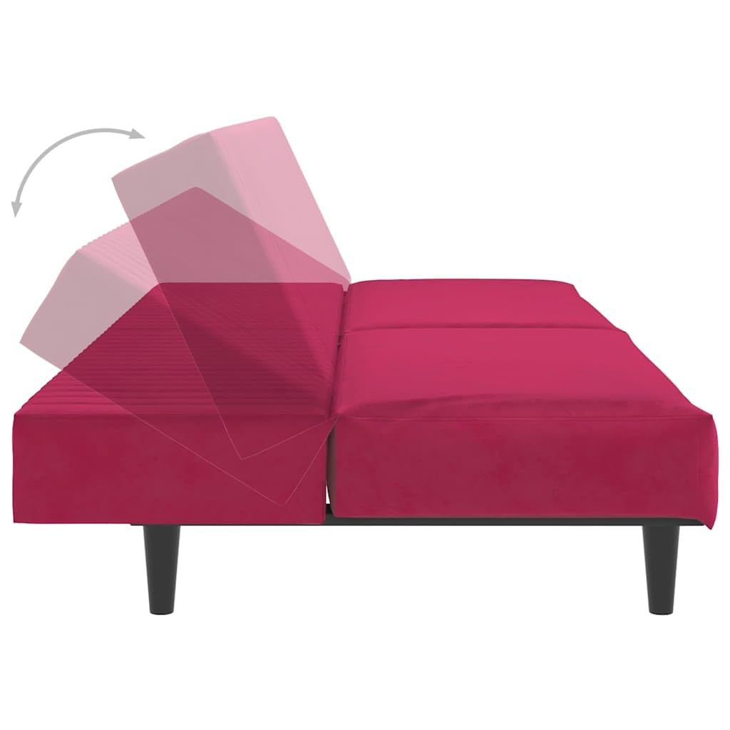 Sofá cama de 2 plazas color rojo vino terciopelo 200 x 84,5 x 69 cm, sofá cama plegable con marco de madera, mini sofá para salón, habitación de invitados, oficina
