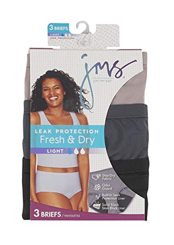 Just My Size Women's Plus Size Fresh & Dry Briefs 3-Pack, Assorted, 11 #TOP1