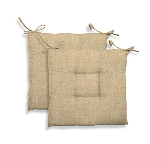 GEMITEX Cuscino Sedia Trapuntato Creta, Set Da 2 Pezzi, Decoro 1549 Beige, 39 x 39 x 5 cm