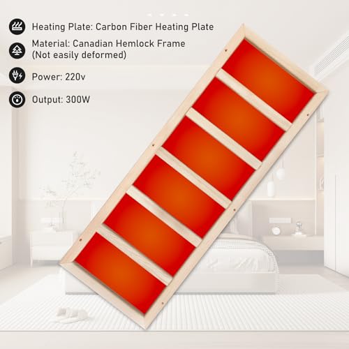 iDOTODO 300 Watt Infrared Sauna Heater 220V, Sauna Accessories, Carbon Fiber Heating Plate for Wooden Indoor/Outdoor Sauna Room (37\"x13.38\"x1.18\", 220V) (220, Volts)