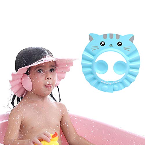 Beauty Angelbella 子供用 シャンプーキャップ シャンプーハット サイズ調整可能 耳を保護 防水帽子 ベビーシャワー製品 ベビー用品 赤ちゃん用品 洗髪用帽子 安全素材 着脱便利 耳あて付き イヤークッション付き (ブルー)