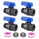4 Pack 3/4' GHT Heavy Duty Plastic Garden Hose Shut Off Ball Valve Standard Water Shut-Off Ball Value Garden Hose Thread Connector Coupling for Telescopic Water Pipe Water Gun Valve Control