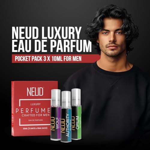 Image of NEUD Luxury Perfume Gift Set for Men - Long Lasting Eau de Parfum, Citrus, Lavender, Cedarwood Fragrance - 1 Pack (3 x 10ml Vials)