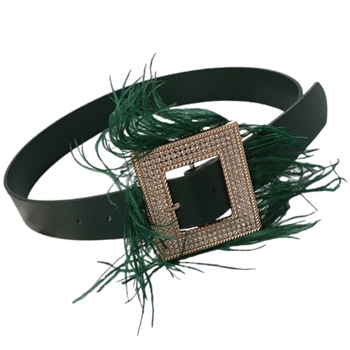 Wide Waist Belt Punk Chain For Stylish Cowgirl Rhinestones Feathered Buckle Trendy Waistband Waist Chain Belt Waist Accessory3