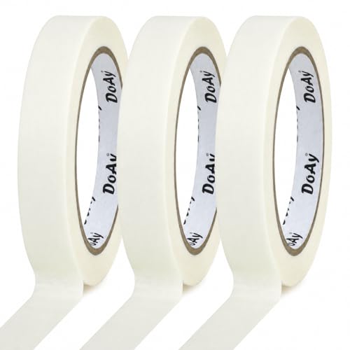 Image of 3 Pack White Masking Tape - Painters Tape 0.60 Inch Wide - Multi-Surface, Water Resistant, Indoor & Outdoor Use - 270FT Total - Artist Tape for Paint, Wall, Watercolor (#4010)