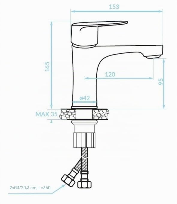 .Deftrans Badezimmerschrank mit Waschbecken und Waschtischarmatur, 40 x 84 x 20 cm weißer stehend Waschbeckenschrank kleine mit waschtischarmatur gäste wc