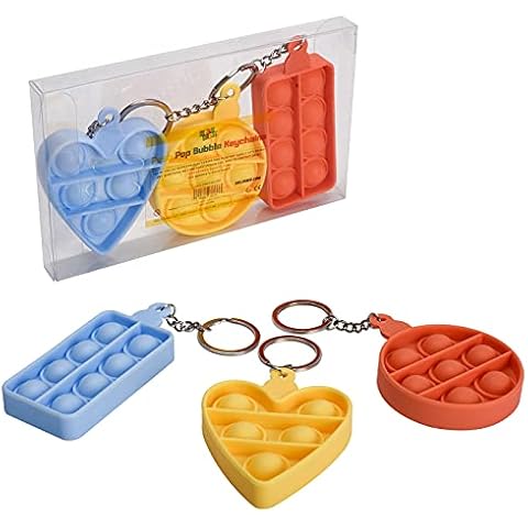 Push Pop It Bubble Fidget Sensory Keychain - Great Classroom Prize and Office Gift for Stress and Anxiety Relief (3 Pack) Cover