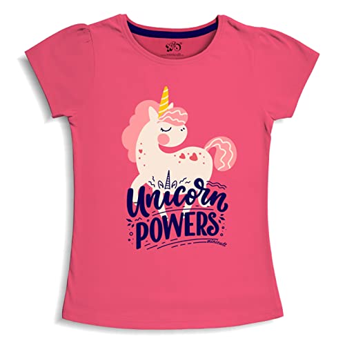 Image of X2O Girls Half sleeeves Cotton Tshirt with Cute Prints and Colorfull (Unicorn)(Pack of 1)