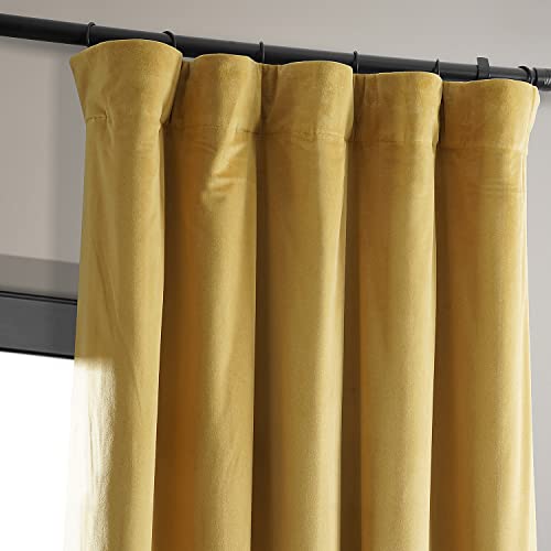 HPD Half Price Drapes Signature Velvet Thermal Blackout Curtains for Living Room 108 Inch Long (1 Panel) Rod Pocket Insulated Blackout Curtains for Bedroom Window Curtains, 50W x 108L, Fool's Gold