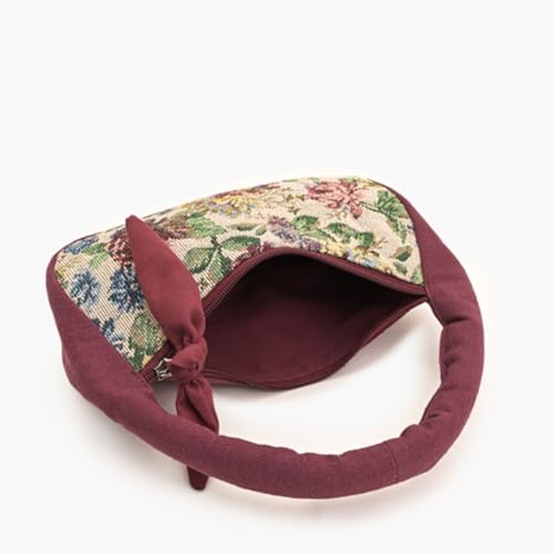 Image of Boho Girl Indigo Blossom Tote Bag - Navy Blue Floral Handbag for Women with Embroidered Flowers, Padded Handle & Ribbon Detail - Chic Shoulder Bag for Travel, Brunch