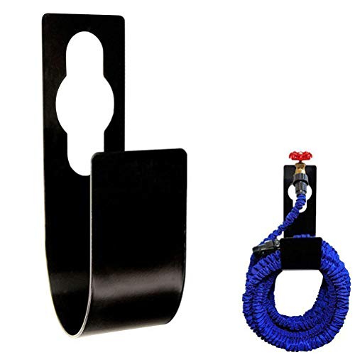 BSTCAR Soporte para manguera de acero inoxidable, soporte para manguera de jardín, gancho en U, soporte para manguera, soporte de pared, soporte para manguera, color negro