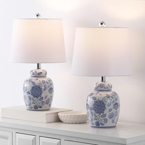 Lámpara de mesa cerámica blanca y azul set 2 miniatura 2