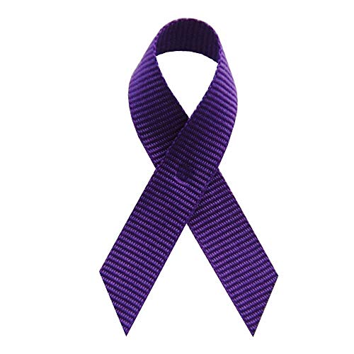 Support USA | American Made 250 Purple Grosgrain Awareness Ribbons - Bag of 250 Fabric Ribbons with Clutch Pins - Pin Attached