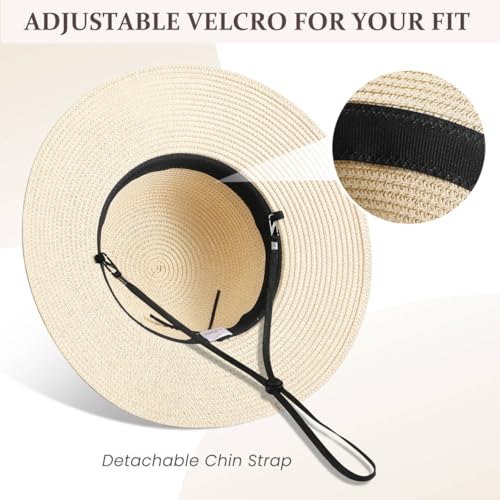 Image of Beach Hats for Women, Sun Straw Hat for Women, UPF 50+ UV Sun Protection Sun Hat Womens, Foldable Floppy Sun Hat