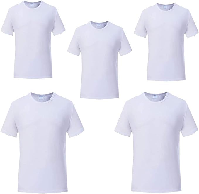 D-S-B 5 Pcs Sublimation Blank T Shirts 100% Polyester White Tshirts with Crew Neck Short Sleeve Size Range X-Small - 4X-Large - Image 2