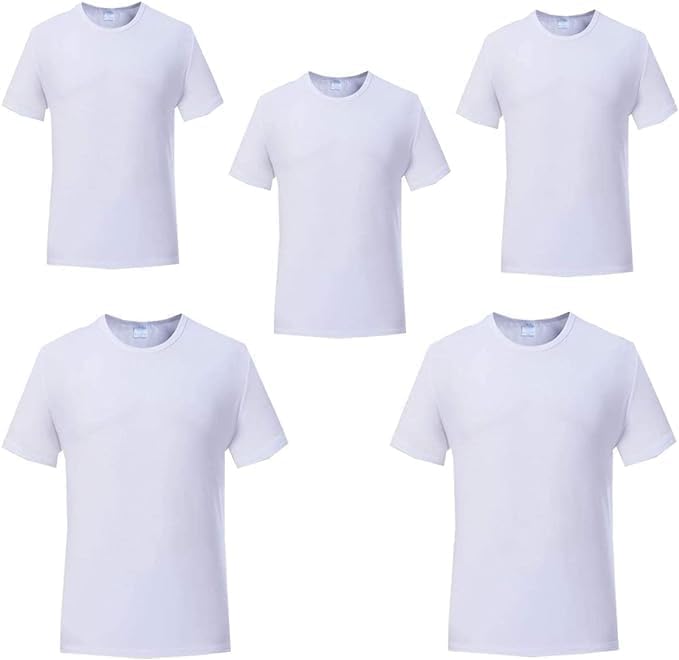 D-S-B 5 Pcs Sublimation Blank T Shirts 100% Polyester White Tshirts with Crew Neck Short Sleeve Size Range X-Small - 4X-Large2