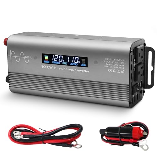 LYZGDBU 1000W Pure Sine Wave Power Inverter 12V/24V to 110V AC
