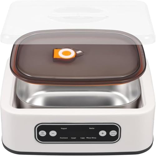 Yogurt Maker con olla de acero inoxidable de 1,6 L y 6 tarros para yogur probiótico casero, yogur griego, natto y vino de arroz, aparato fácil de usar para aperitivos saludables