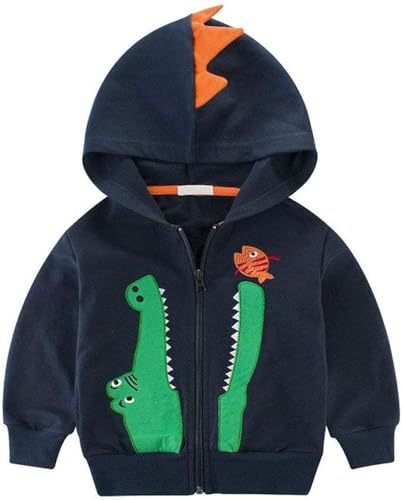 TEDD Sudaderas con Capucha Niño Cremallera Algodón Dinosaurio Lindo Animales Hoodie para Niños 2-3 años