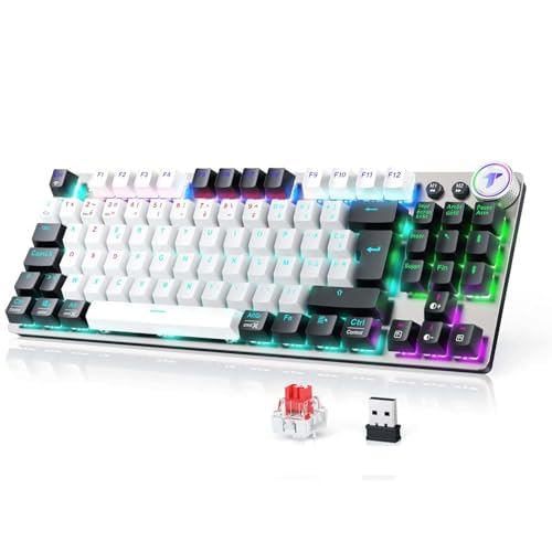 TECURS Gaming Clavier Mécanique Gamer Keyboard sans Fil (2.4G Filaire) Rétroéclairé, 80% TKL Clavier AZERTY, Axe Linéaire, Anti-Ghosting, pour Ordinateur/PC/Windows/Xbox