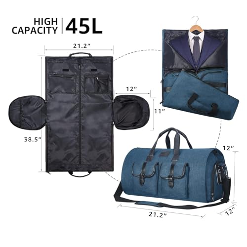Suit Storage Bag Garment Bag Duffel Bag Suit Duffle Bag Weekend Bag Flight Bag for Travel, Business(Blue)4