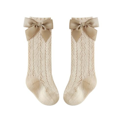 Kids Girls Knee High Socks Cute Bow Mesh Long Stockings Breathable Tube Princess Dress Socks3