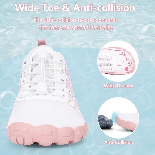 Image of Hike Barefoot Water Shoes for Women Men Footwear, Quick Dry Wide Toe Box Pro Beach Swim Athletic Sports Shoes, Non-Slip Lightweight Aqua Shoe for Pool Hiking Walking Kayaking Diving Surfing