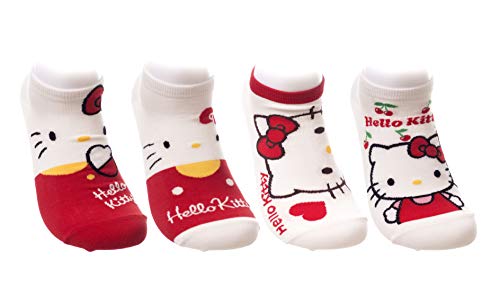 Kikiya Socks Hello Kitty Character 4 Pairs Fashion Mini Crew Low Cut Ankle Socks For Women For Girls