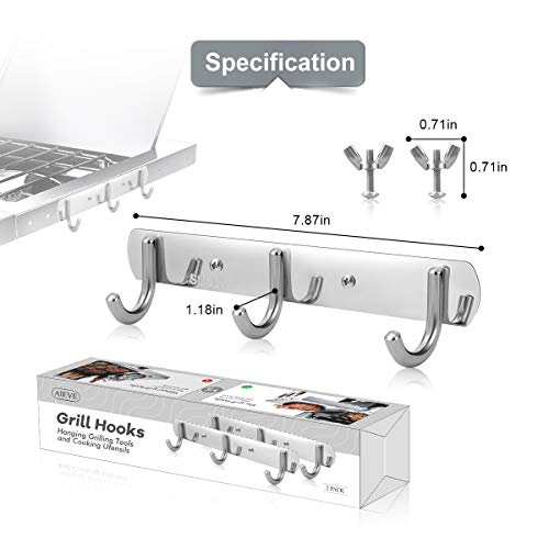 AIEVE Grill Hooks for Utensils,Heavy Duty Hanger Gear Trax Combo Kit