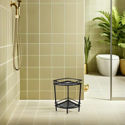 Estante triangular de acero al carbono Toddmomy de 2 niveles para baño 7