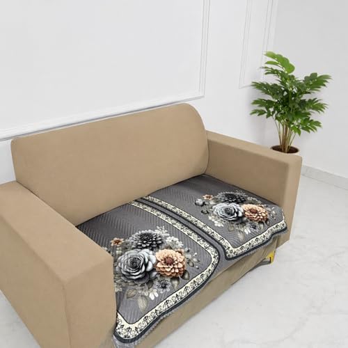 Image of Homerz 'Brooklyn Series' Premium Sofa Cover | Quilted Floral Design | Non-Slip Washable Sofa Protector | Soft Anti Slip Fabric (Grey, 2 Seater, Only Seat Cover)