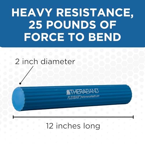 Image of THERABAND FlexBar, Flex Bar, Physical Therapy, Tennis Elbow, Blue | Flex therapy bar for physical therapy, wrist and forearm exercise, with non slip grip and compact design