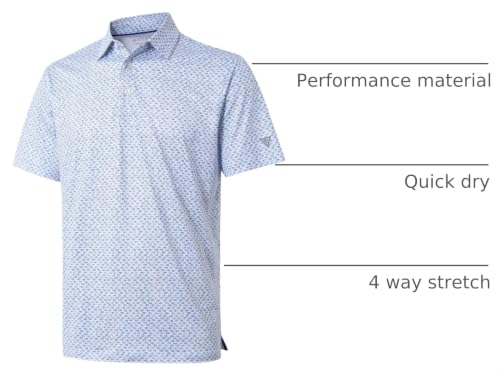 Image of Golf Shirts for Men Dry Fit Short Sleeve Print Performance Moisture Wicking Polo Shirt