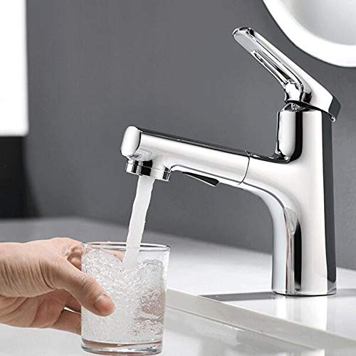 Robinet de lavabo avec douchette mitigeur de salle de bain chromé - 2