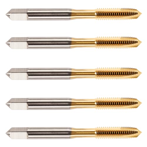 5 Pack - M3 x 0.5 Spiral Point Tap HSS M2 Titanium (TiN) Coated 3mm Thread. Metric Hand/Machine Screw Tap Metric Coarse. for Tapping Through Holes