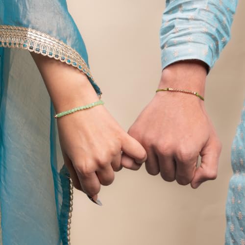 Image of Salty Rakhi for Brother & Bhaiya Bhabhi | Wrist Band Gift Pack for Sister, Bro, Bhaiya and Bhabhi | Bracelet for Men, Women | Fancy Jewellery Combo Gifts | Gift for Rakshabandhan | Traditional Rakhi Gift