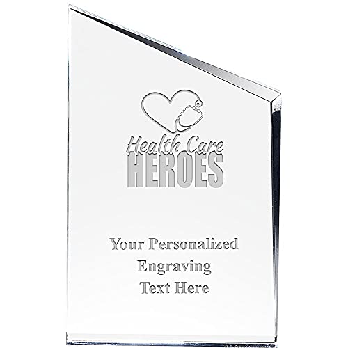 Crown Awards Health Care Heroes Incline Slant Personalized Acrylic Award - 8" H Custom Trophy for Frontline Workers with Free Laser Engraving Prime