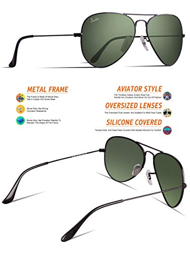 Image of Classic Aviator Teardrop Style Glass Lens Metal Frame Sunglasses For Men Women UV400 Protection
