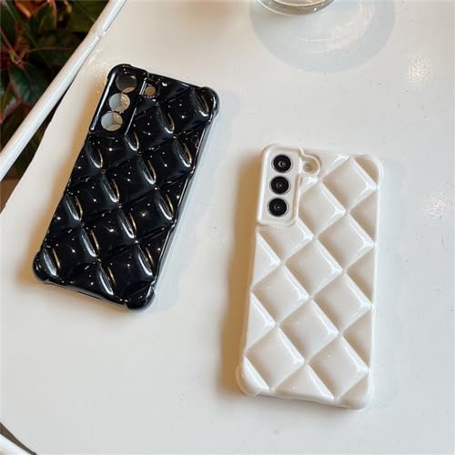 Coque Samsung S22 Plus noire souple et brillante à motif losange - 4