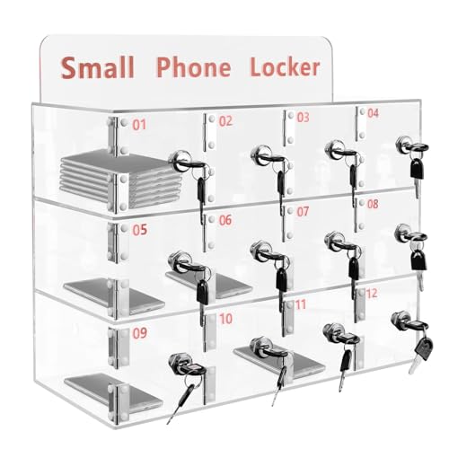 Organizer trasparente per telefono con 12 scomparti, in acrilico, per aule e ufficio, supporto da parete per telefono cellulare per un facile accesso e organizzazione