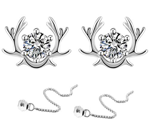 KIPONE Pendientes para mujer Juego de plata de ley 925 Pendientes de diamantes con caja de regalo EDXZ009