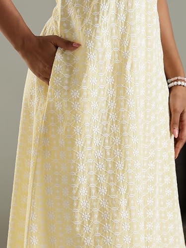 Image of 9shines Label Stylish Chikankari Cotton Nighty Maxi for Women | Full Length Nightgown | Nightdress with Pocket | Embroidery Nighty | Soft Comfortable Cotton Nightwear (1545)