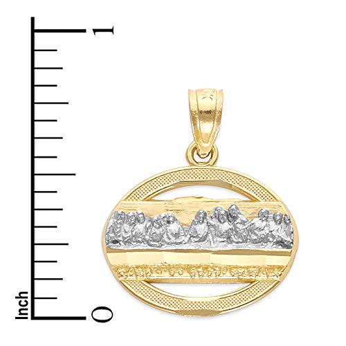 10k Real Solid Yellow Gold Last Supper Pendant, Dainty Two Tone Religious Charm Jewelry of Christ4