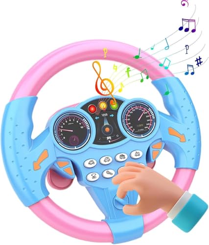 Image of Kids Driving Steering Wheel Funny Interactive Driving Wheel with Music (New Pink)